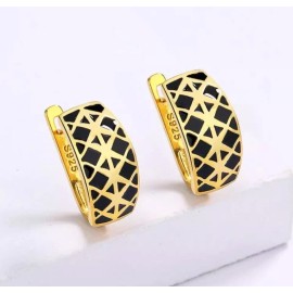 Unbranded Stunning Women 18k Gold plated black Gold enamel Huggie Hoop  earring Jewelry
