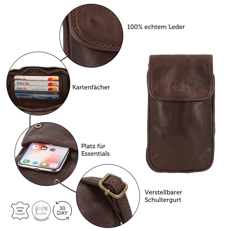 Gusti Estera Leather Shoulder Bag for Men and Women, Vintage
