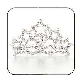 Kilshye Silver Crystal Tiara Comb Star Rhinestone Hair Combs Princess Party Crown Accessories for Women and Girls (Silver)