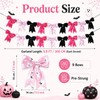 2 Strings Halloween Bow Garland 9.8Ft Pink Black Fabric Bow