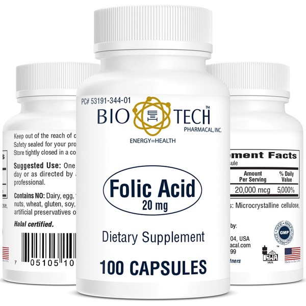 Bio-Tech Pharmacal Folic Acid (20mg, 100 Count)
