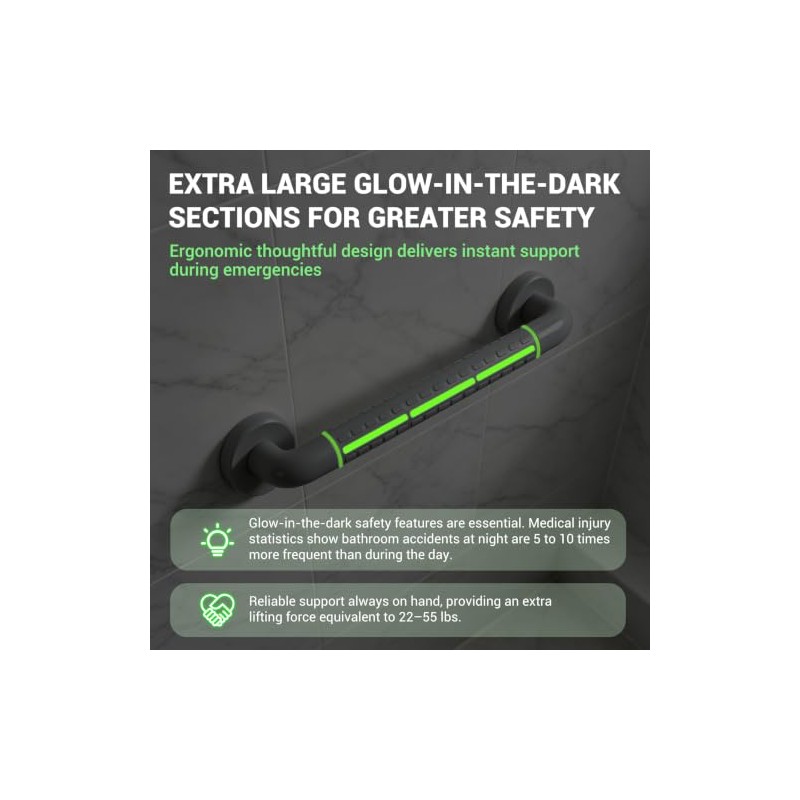 Grab Bar Rail 50cm/19.6in, Luminous & Non-Slip Bath Safe Handle