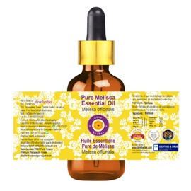Deve Herbes Pure Melissa Essential Oil (Melissa officinalis) with Glass Dropper Steam Distilled 15ml (0.50 oz)