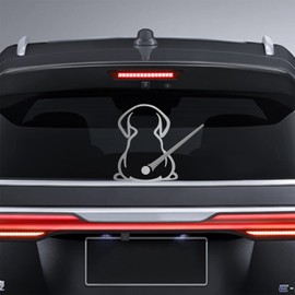 Dreothy Dog Decals, Waterproof Rear Wiper Decal Cartoon Funny Dog Moving Tail Stickers for Car Rear Windshield Wiper Decal Vinyl Stickers (Brushed Silver)
