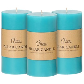 3x6 Inch Blue Pillar Candles Set of 3 - Unscented Pillar Candles, Long Burning Dripless Candles for Spring Home Table Decor, Smokeless Large Pillar Candle for Wedding, Dinner, Christmas, Rustic Decor