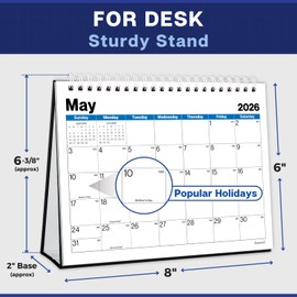 Dunwell 8x6" Small Standing Desk Calendar 2025-2026 (Blue), Compact Size for Workspace, Home, Table Top, Office Desktop Monthly Calendar, Use Now to Dec 2026, for Early Planning & Organization
