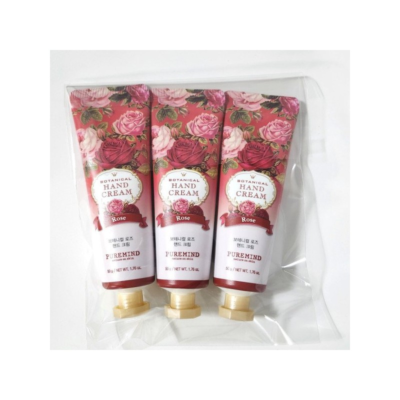 퓨어마인드 보테니컬 핸드크림 50g 3개 로즈향 고보습 촉촉한 수분충전 Pure