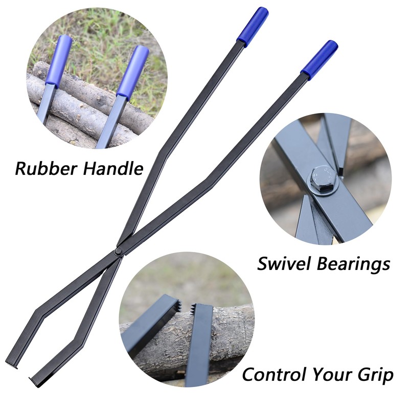 CKLT 40'' Fire Tongs for Fire Pit Heavy Duty Firewood