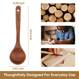 Wooden Ladles for Kitchen Cooking, Wood Soup Ladle,10.8inch Large Spoons for Kitchen,Ladles for Serving (Wenge Wood)