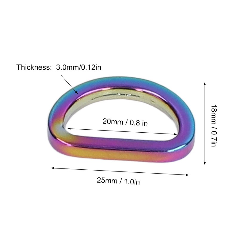 Pack of 10 D-rings, zinc alloy, reliable horseshoe shaped D-rings,