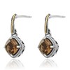 925 Sterling Silver Vintage Cushion-cut Brown Smoky Quartz Post Drop