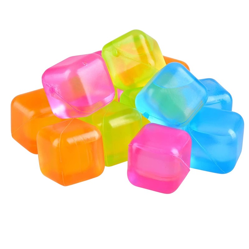 54-Pack Multi-Color Reusable Ice Cubes 1" Square - Quick Freeze,