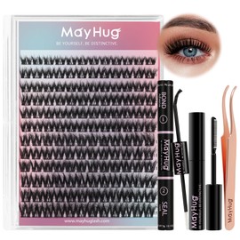 Mayhug Kit De Extensión De Pestañas Con Unión Y Sellado Sujeción Fuerte Todo En 1 Con 144 Pestañas Individuales                                       