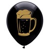 Beer Latex Balloons, 12inch (16pcs) Black and Gold Cheers Birthday Party Decorations, Supplies