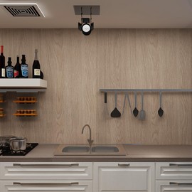 15.74"x354" Light Wood Contact Paper Brown Oak Wallpaper Peel and Stick Waterproof Removable Thick Wooden Adhesive Paper for Furniture Kitchen Bedroom Living Room Natural Wood Vinyl Cabinet Wrap