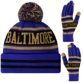 Vintage Classic Skull Cap Beanie Hat Cuffed Winter Hat Knit Comes with Warm Gloves Gifts for Men Women Fans