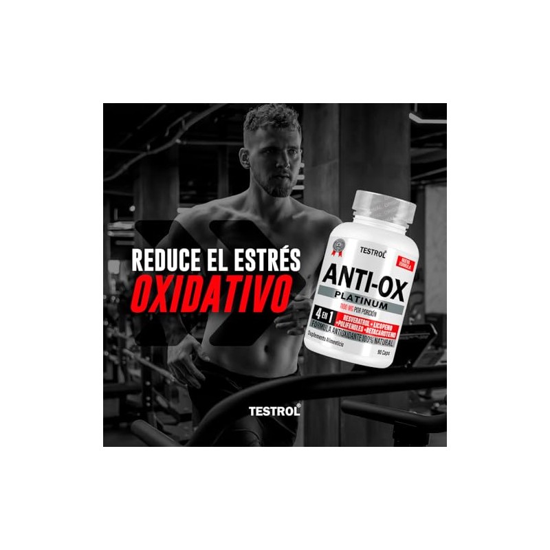 Testrol Anti Platinum 1100 Suplemento Resveratrol Licopeno Polifenoles Betacaroteno Cápsulas