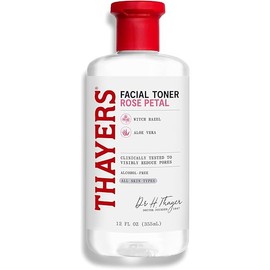 THAYERS Alcohol-Free Rose Petal Witch Hazel Facial Toner for Glowing Skin, Soothing, Hydrating, Refreshing Toner for All Skin Types, 12oz (Packaging May Vary)