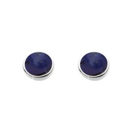 Dew Sterling Silver and Synthetic Lapis Round Stud Earrings