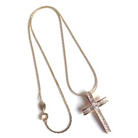 SIFRIMANIA 18k Gold Plated Big Cross Pendant Necklace Religious Jewelry for Women