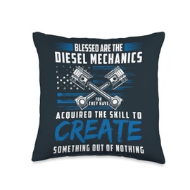 Funny Mechanic Gifts for Men and Women Diesel Mechanic Throw Pillow, 16x16, Multicolor