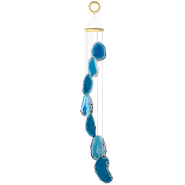 mookaitedecor Blue Agate Slices Wind Chimes for Home Garden Decoration 28-33 Inches