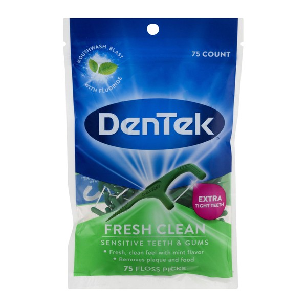DenTek Fresh Clean Floss Picks, For Extra Tight Teeth, 75 Count