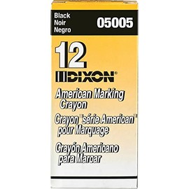 Dixon Round American Marking Crayons, Black, Pack of 12 (05005)