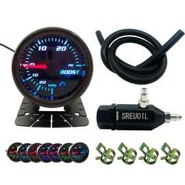 2" 52mm Turbo Boost Gauge 7 Color Adjustment Boost Meter with Universal 0-30PSI Manual Boost Controller Kit