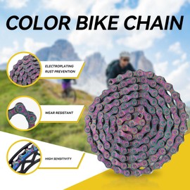 Bicycle Chain, 6 7 8 Speed Chain Bicycle Chain Colourful Mountain Bike Chain Chain Cycling Chains Steel Cave Out Chains for Road Mountain Bike