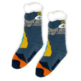 OoohGeez! Kids Winter Cozy Non-Slip Slipper Socks, Funny Cute Sherpa House Socks for Boys & Girls
