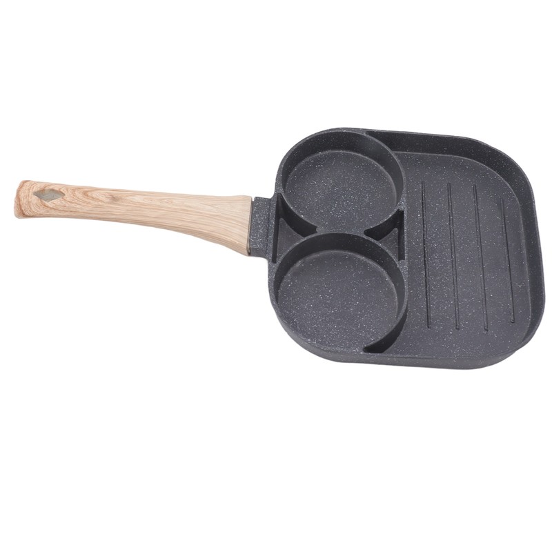 Egg Frying Pan 2 Round Cup 3 Section Stick Proof