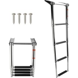 Amarine Made 4 Steps Telescoping Boat Ladder Folding Ladder Swim Step with Built in Handle