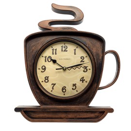 Park Madison Coffee Cappuccino Cup 12.5 Inch Quality Quartz Battery Operated 3-D Easy to Read Home/Office/Kitchen/Classroom/School Clock Classic Movement
