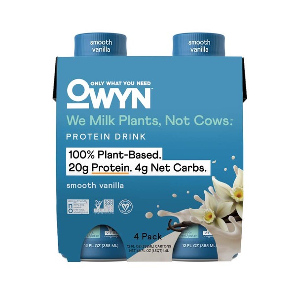 OWYN - 100% Vegan Plant-Based Protein Shakes | Vanilla, 12 Fl Oz (Pack of 4) | Dairy-Free, Gluten-Free, Soy-Free, Tree Nut-Free, Egg-Free, Allergy-Free, Vegetarian