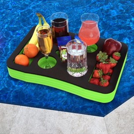 Polar Whale Floating Spa Hot Tub Bar Drink and Food Table Green and Black Refreshment Tray for Pool or Beach Party Float Lounge Durable Foam 7 Compartment