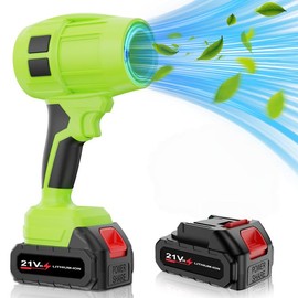 SeptSun Cordless Leaf Blower Violent TurboFan,BrushlessPure Copper Motor Jet Fan With Battery,CordlessTurbo Super Power Air Duster, Handheld PowerfulDryer for Car,Car Drying after Wash, SnowRemoval Portable Handle:_GREEN：700G-Wind Thrust (Ten Batteries*1)