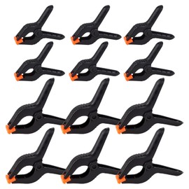 JJWNMLL Spring Clamps Black Nylon Spring Clamp, Black Plastic Clips for DIY Projects/Photo Studios/Art/Crafts/Photography Background (6 Pieces 4 Inch + 6 Pieces 6 Inch)