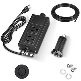 Garbage Disposal Air Switch Kit, Garbage Disposal Button, Kitchen Garbage Disposal Switch Button, Sink Top Waste Disposer On/Off (Black Stainless Steel)