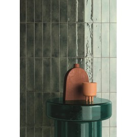 Tenedos Scandiano Handmade Glossy 2.5x10 Subway Porcelain Wall Tile backsplash for Kitchen, Bathroom Shower, Accent Decor, Fireplace (Dark Green, Box of 50 Pieces) (8 Square feet)