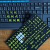 2 Pack English US Self-Adheisive Keyboard Stickers, Bright Green Lettering