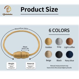 Dalababa Magnetic Curtain Tiebacks, Pack of 4 Curtain Holders, Rope Curtain Holders, Tiebacks for Curtains, Curtain Buckle for Home, Office, Curtains Decoration, Gold