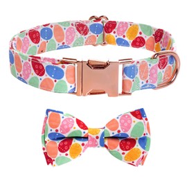 Yymobt 2 Pcs Pet Easter Dog Collar Colorful Egg Pet Collar Bow Tie Adjustable Durable for Medium Large Dogs
