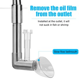 DONGKER Aquarium Lily Pipes Drain with Surface Skimmer for Aquarium Filter Systems, Lily Skimmer Stainless Steel Inlet / Drain Pipe for Planted Aquariums