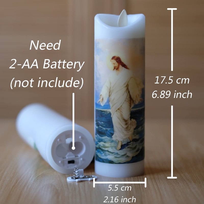 NONNO & ZGF Moving Wick Jesus Flameless Prayer Candle, Real
