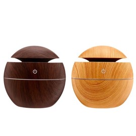 Wood Grain Mushroom Mini Air Diffuser, 130Ml Capacity, Essential Oil Aroma Diffuser (Deep Wood Grain)