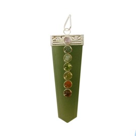 Purpledip Green Aventurine 7 Chakra Gemstone Necklace Pendant: Natural Crystals Good Luck Charm (11052)