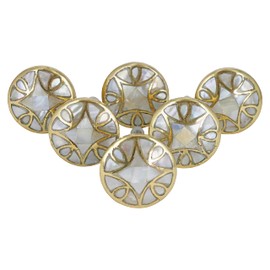 G Decor Mother of Pearl Gold Brass Diamond Designs Ceramic Door Knobs, Vintage, Shabby Chic, Interior Furniture, Cabinet Cupboard Drawers Pulls Handles (6-Pack)