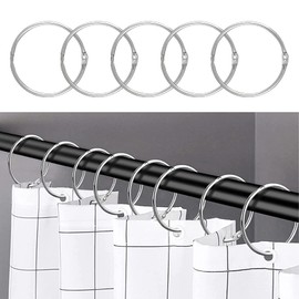 Pack of 24 Shower Curtain Rings, Shower Curtain Hooks, Shower Rings for Bathroom, Rustproof Decorative Rings for Shower Curtains and Shower Curtain Rods, Curtain Hooks for Curtains (Silver)