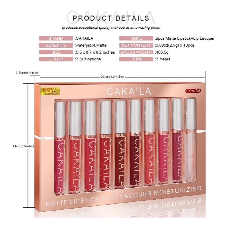 Brillos Labiales Cakaila Mixed Color 10 Pzs Impermeables